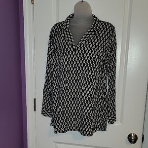 Old Navy Black and White Long Sleeve Button Down Shirt Sz: L NWT